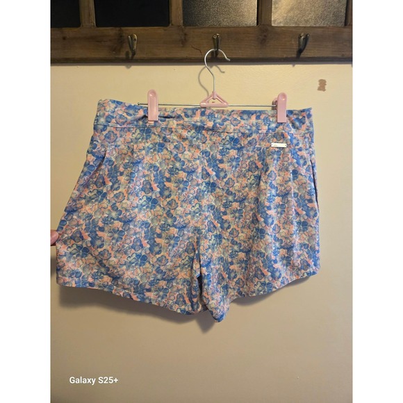 adidas Pants - Adidas Floral Active Shorts Womens 10 Blue Pink Excellent Side Zip Athletic